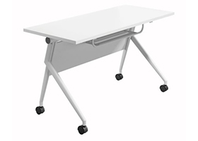 白色培訓桌帶輪滑